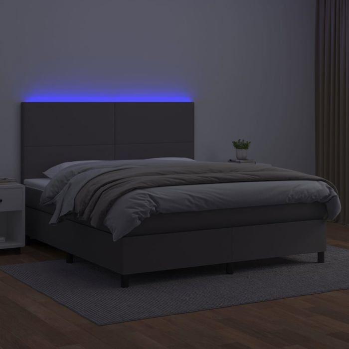 Maison Exclusive - Sommier à lattes de lit avec matelas et LED Gris 160x200 cm