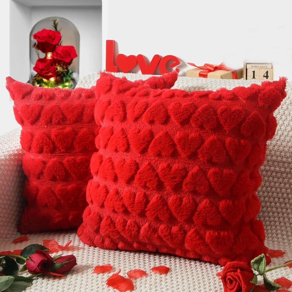 Fluffy Plush Pillow Covers Super Soft Decorative Pillowcase Cushion Cover for Valentines Day