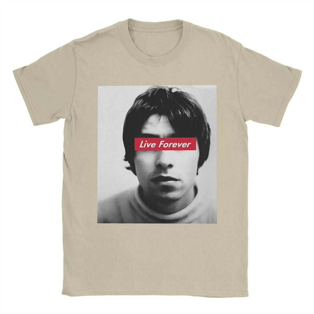 Мужская хлопковая футболка с принтом O-Oasis Live Forever, с коротким рукавом, с круглым вырезом, летний топ