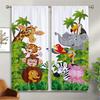 Cute Cartoon Forest Animal Print Curtains, Rod Pocket Curtains, Suitable For Bedroom Living Room Kitchen Decorative Curtains