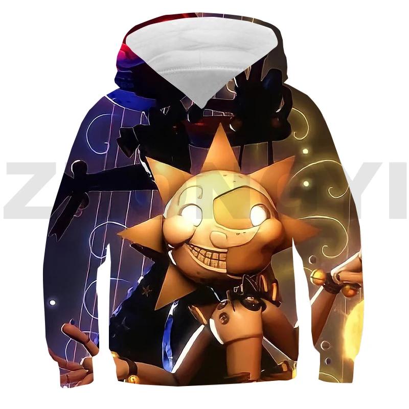 3D-печатная игра Fnaf Sundrop Moondrop аниме-толстовка с капюшоном для детей, уличная одежда для малышей, с длинным рукавом, свободные свитера для мальчиков, одежда