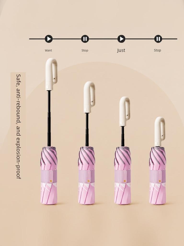 Children's Umbrella New Model for Girls with Rounded Corners, Specifically for Students Going to School, 2026 Automatic Umbrella with Ring Buckle