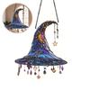 2Pcs Halloween Sun Catcher 2D Acrylic Witch Hat Hanging Ornament Colorful Bat Skull Decoration for Windows Festive Home Decor