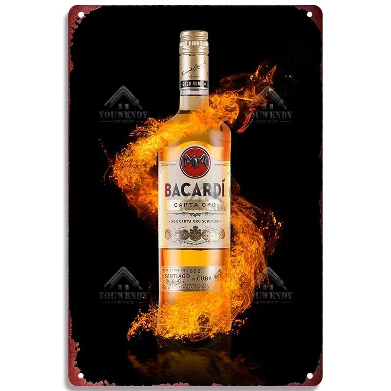 Ретро Bacardi Металлическая детская, Жестяная детская, Плакетка бренда рома, Винтажная тарелка, Настенное украшение, Постер, Бар, Мужская берлога, Шэбби