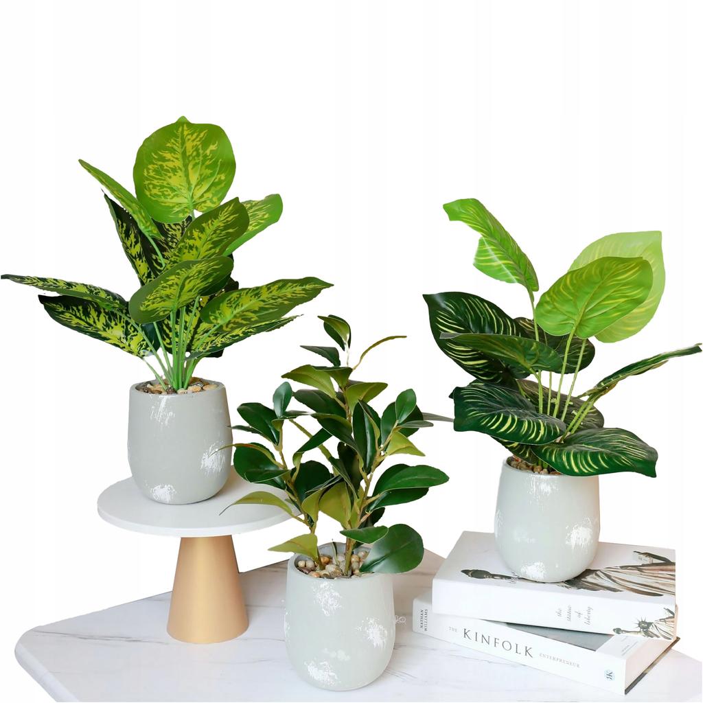 Artificial Plant Flower In A Pot For Home Office Realistic 37Cm Calatea