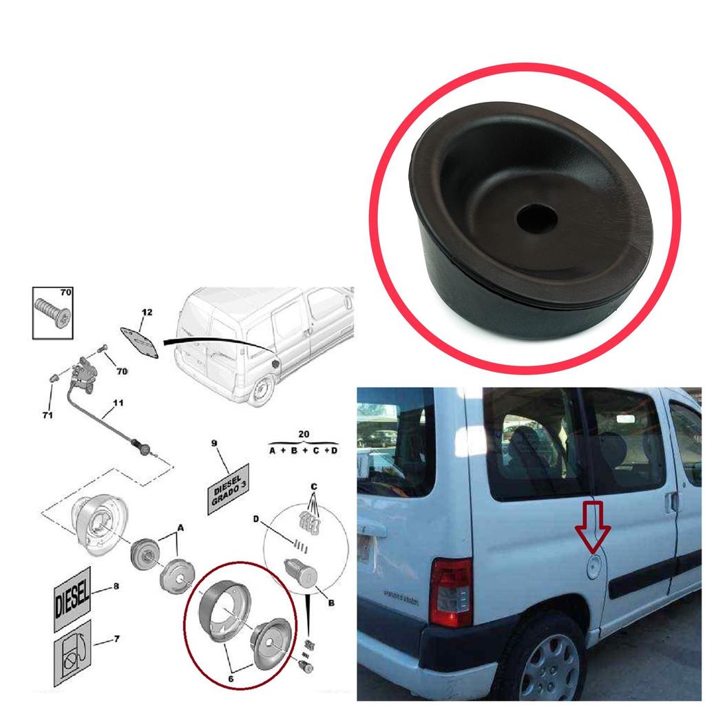 BSP672 Накладка на крышку топливного бака для Citroen Berlingo MK1 1996-2011 Peugeot Partner MK1 1996-2015 1508.E3