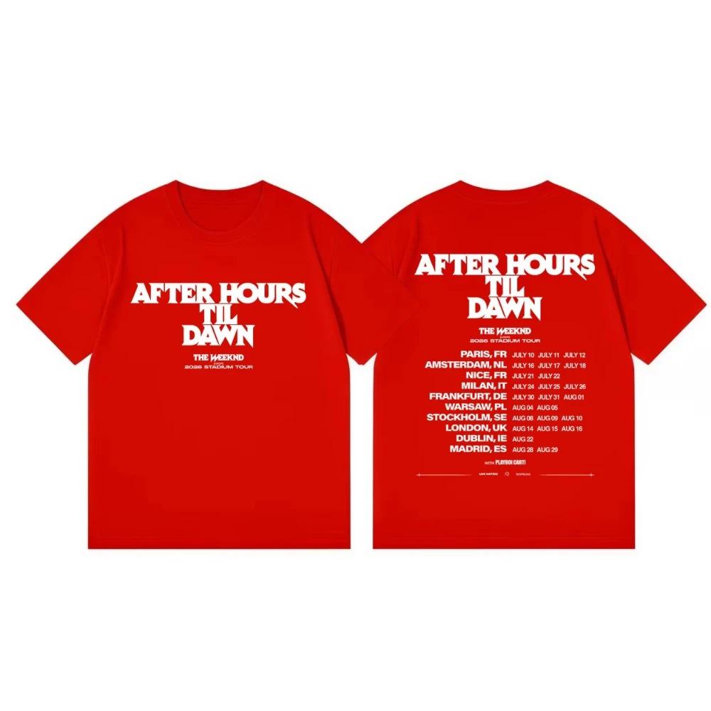 Модная хип-хоп футболка с коротким рукавом The Weeknd After Hours Til Dawn Тур 2026 Мерч Футболки Унисекс Женские Повседневные Хлопковые Футболки