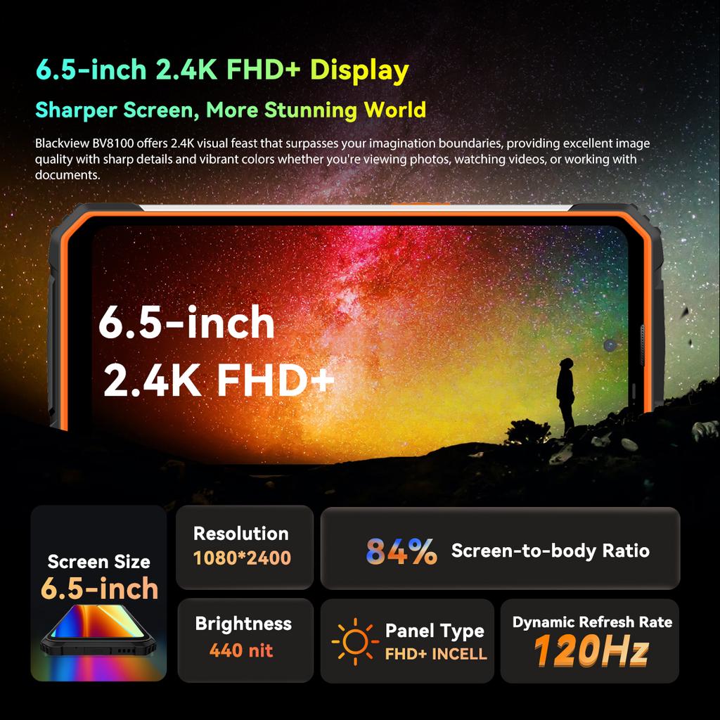 Refurbished Blackview BV8100 Smartphone 24GB RAM  256GB ROM MediaTek Helio G99 50MP Mobile Phone