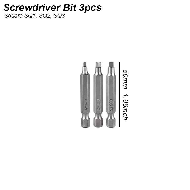 Magnetic Square Screwdriver Bit Set S2 Steel Screw Drill Socket SQ Head Tip Adapter Precision Bat Power Tool Long 1/4in Shank