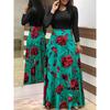 Floral Print Patchwork Long Dress Women Bohemian Long Sleeve Oversized Autumn Maxi Dresses