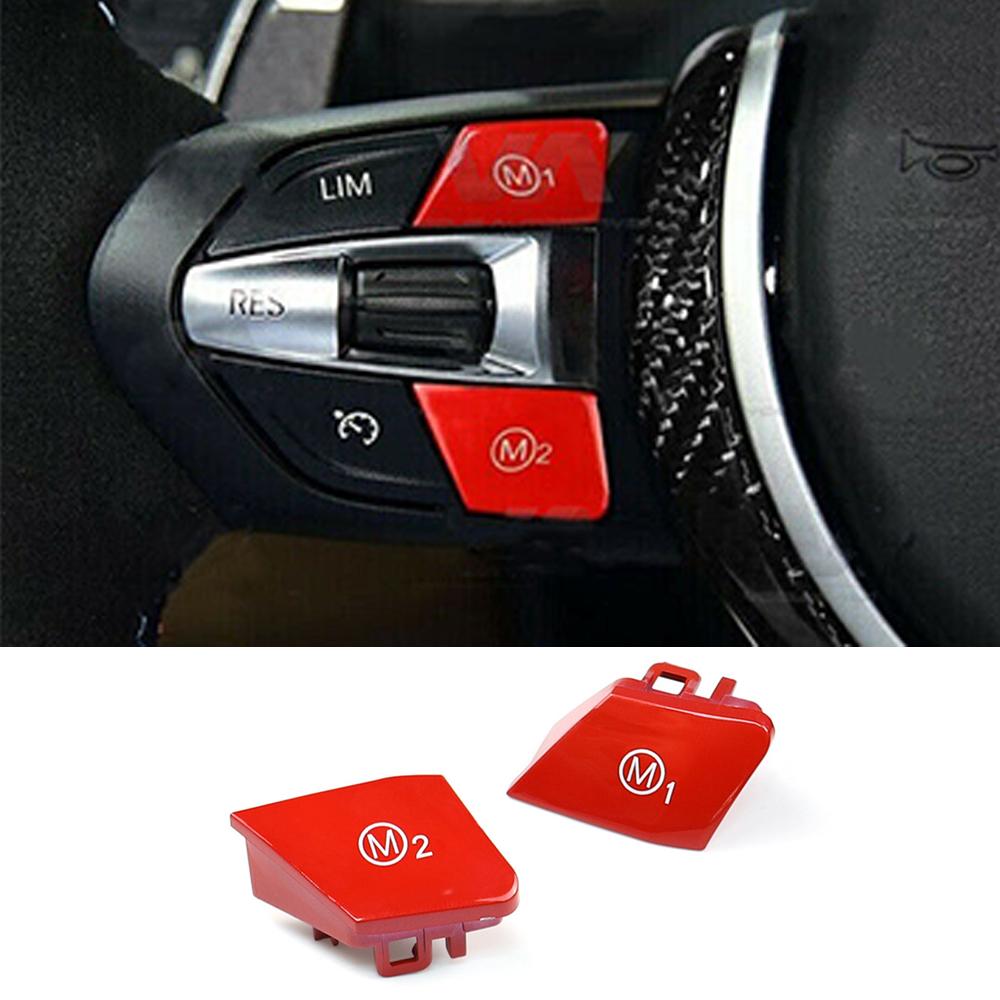 2Pcs M1 & M2 Steering Wheel Button Red For BMW F80 F82 F10 F85 F86 M3 M4 M5 X5M