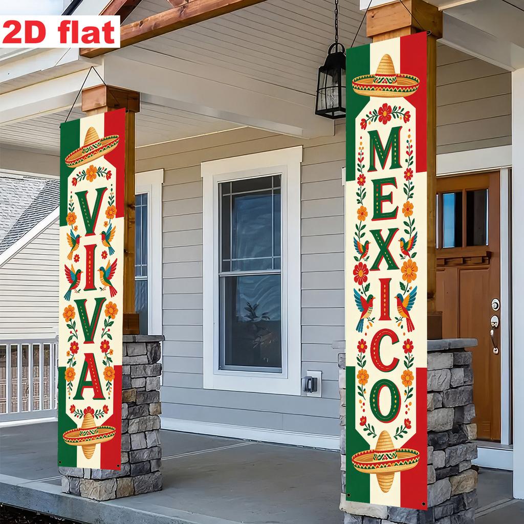 Couplet Banner Bunting Independence VIVA MÉXICO Sombrero 1 Pair Indoor Outdoor Decor