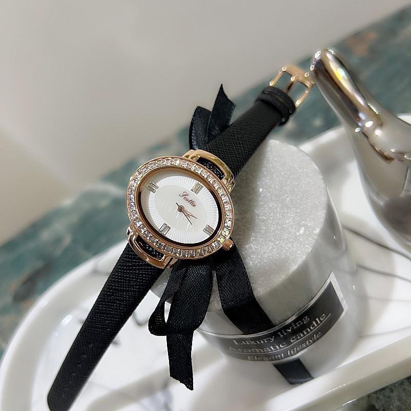 Stylish And Simple Temperament Women'S Watch Diamond-Encrusted Oval Personalized Watch Women'S Small Green Leather Strap Women'S Watch