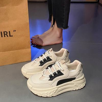 Белые туфли в корейском стиле, женские, осенние, новые, студенческие, повседневные, уличные, женские, на платформе, с завышенной талией, кроссовки