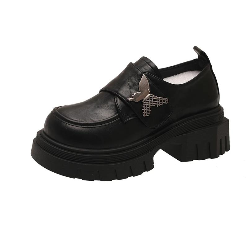 Туфли на плоской подошве, женские туфли-лоферы, дизайнерские туфли-оксфорды с металлическим принтом и бабочкой, осенние туфли для ходьбы с круглым носком, туфли-лодочки Mujer Zapatillas