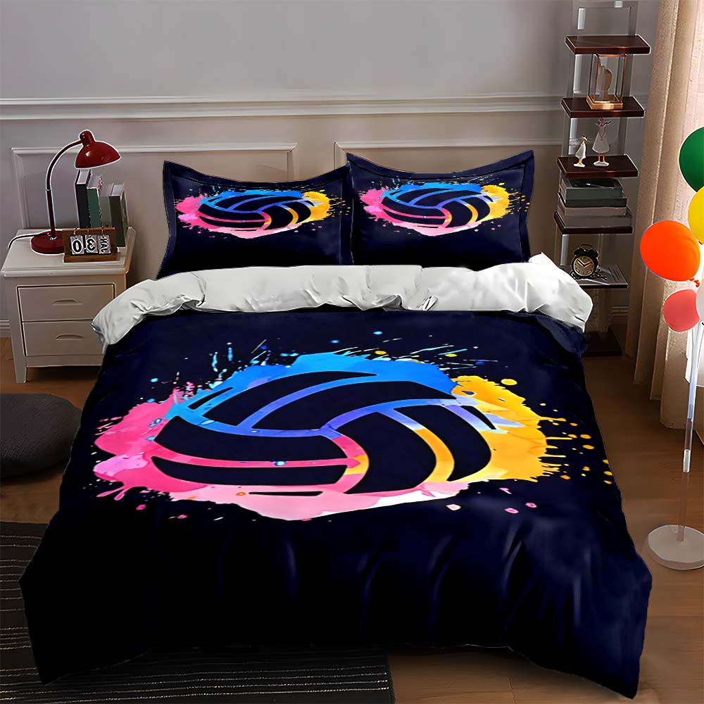 Colorful splash volleyball Bedding Duvet cover sets Duvet covers Pillowcases gifts (1 * Duvet Cover 2 * Pillowcases, without duvet insert)