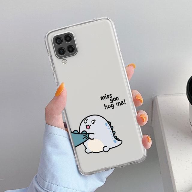 Прозрачный чехол для Samsung Galaxy A52 A12 A51 A32 A21s A71 A32 A22 50 A70 A31 A72 5G, чехол для телефона, милый чехол с маленьким динозавром