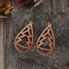 Retro Teardrop Cutout Christmas Tree Wooden Earrings 