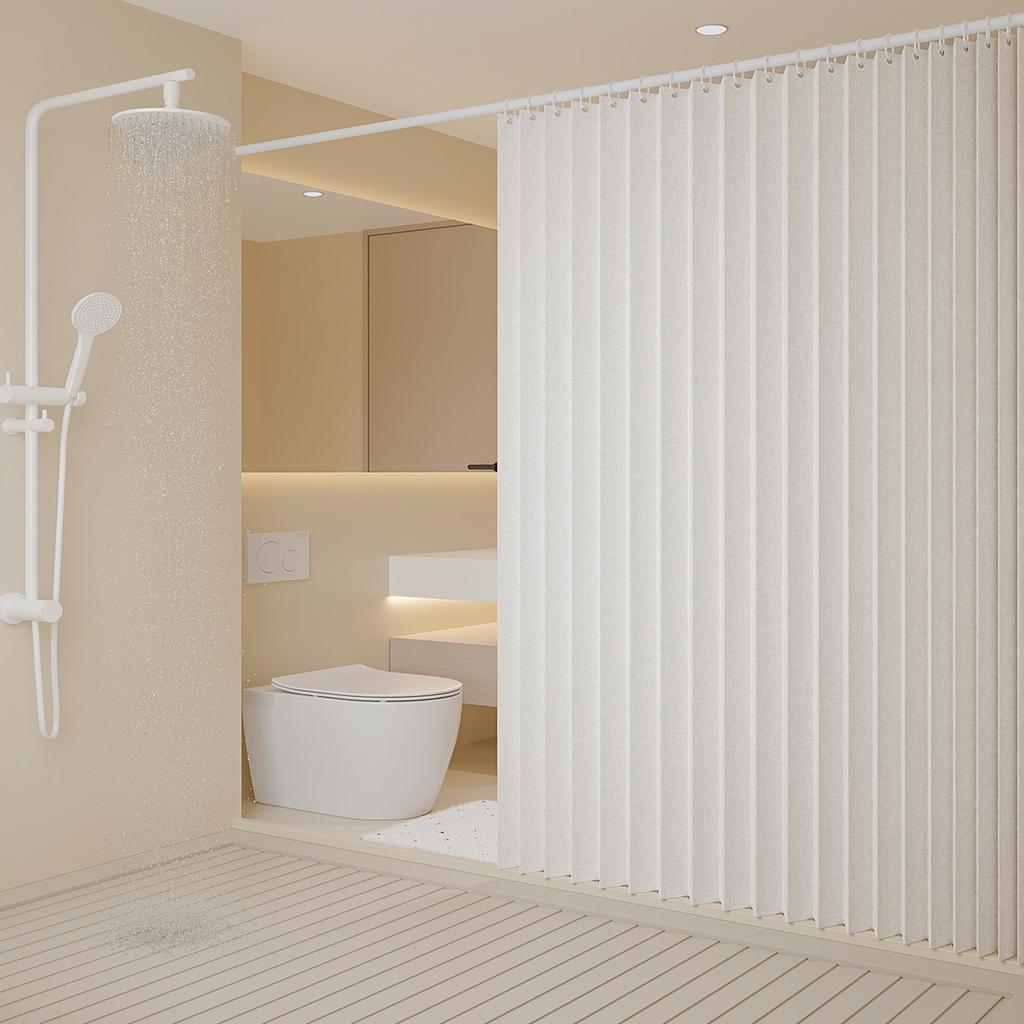 Foldable Waterproof Shower Curtain Bathroom Partition Space Saving Polyester Fabric for Hotel and Home Use Dry Wet Separation Hanging Curtain