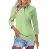 Women's Fashion Casual Lapel Short 3/4 Sleeve Solid Color Shirt Women's Button Up Tops