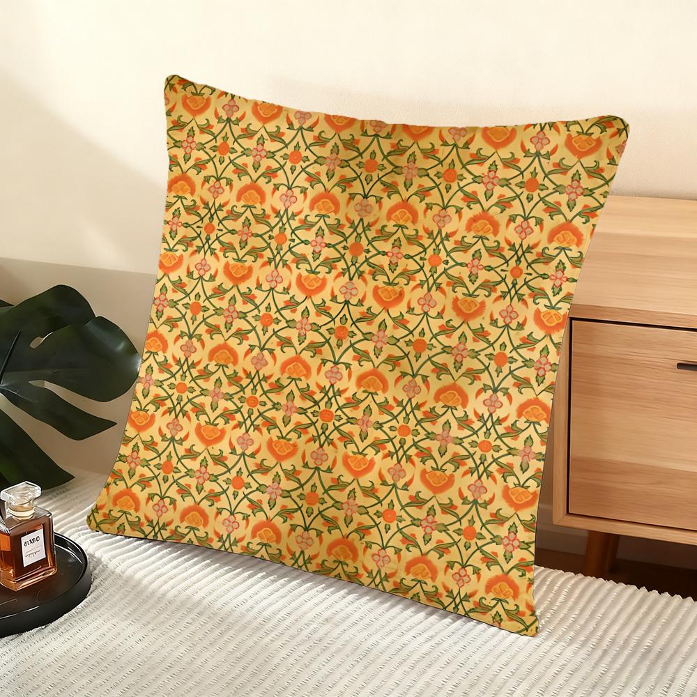 Vintage Washed Style Pattern Cushion Cover Soft Short Plush Pillow Cover Smooth Cozy Texture Aesthetic Cushion Case Home Decor