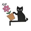 Cute Animal Shelf Sitter Wooden Cartoon Cat Door Frame Pendant, Black Corner Unique Decoration Decoration, Decorative Wall Sticker for Photo