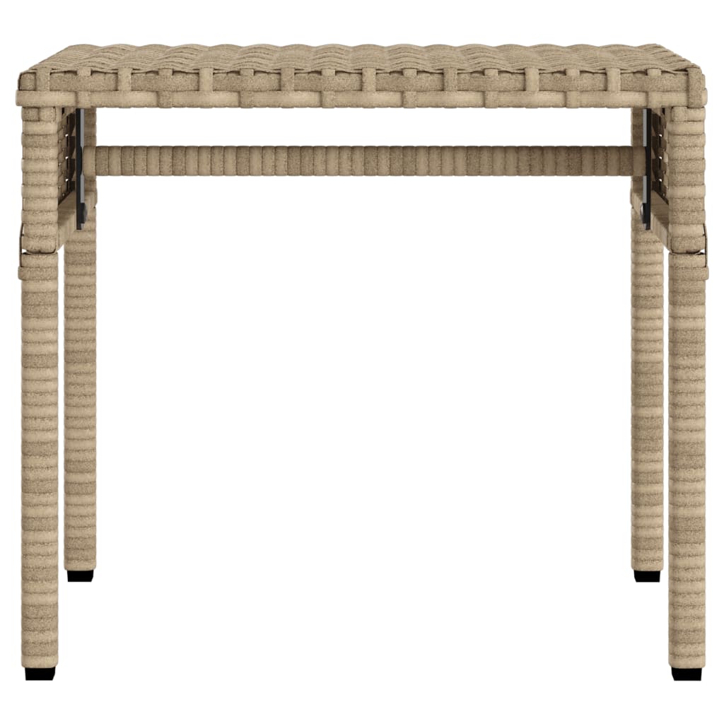 2 Piece Sun Lounger Set with Canopy and Table Beige Poly Rattan