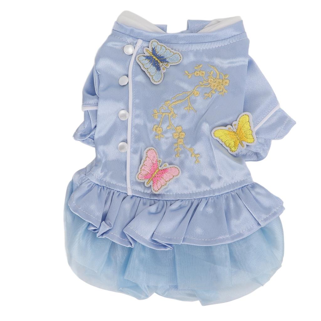 Pet Chinese Style Clothes Spring and Summer Embroidered Skirt Dog Cheongsam Clothes Suitable for Puppy Cat