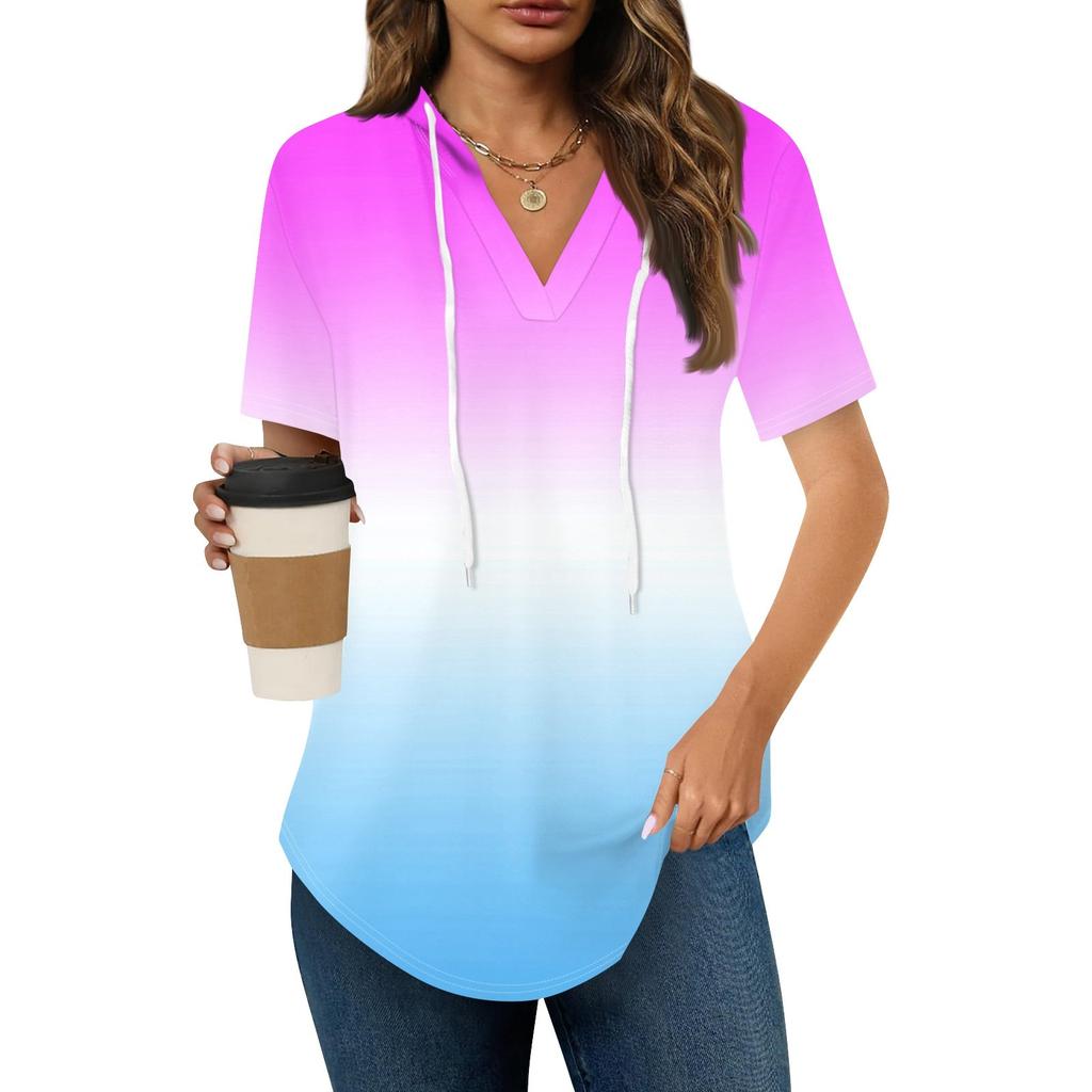 Женские летние футболки с V-образным вырезом, толстовки с коротким рукавом, туники, повседневные свободные туники, толстовки