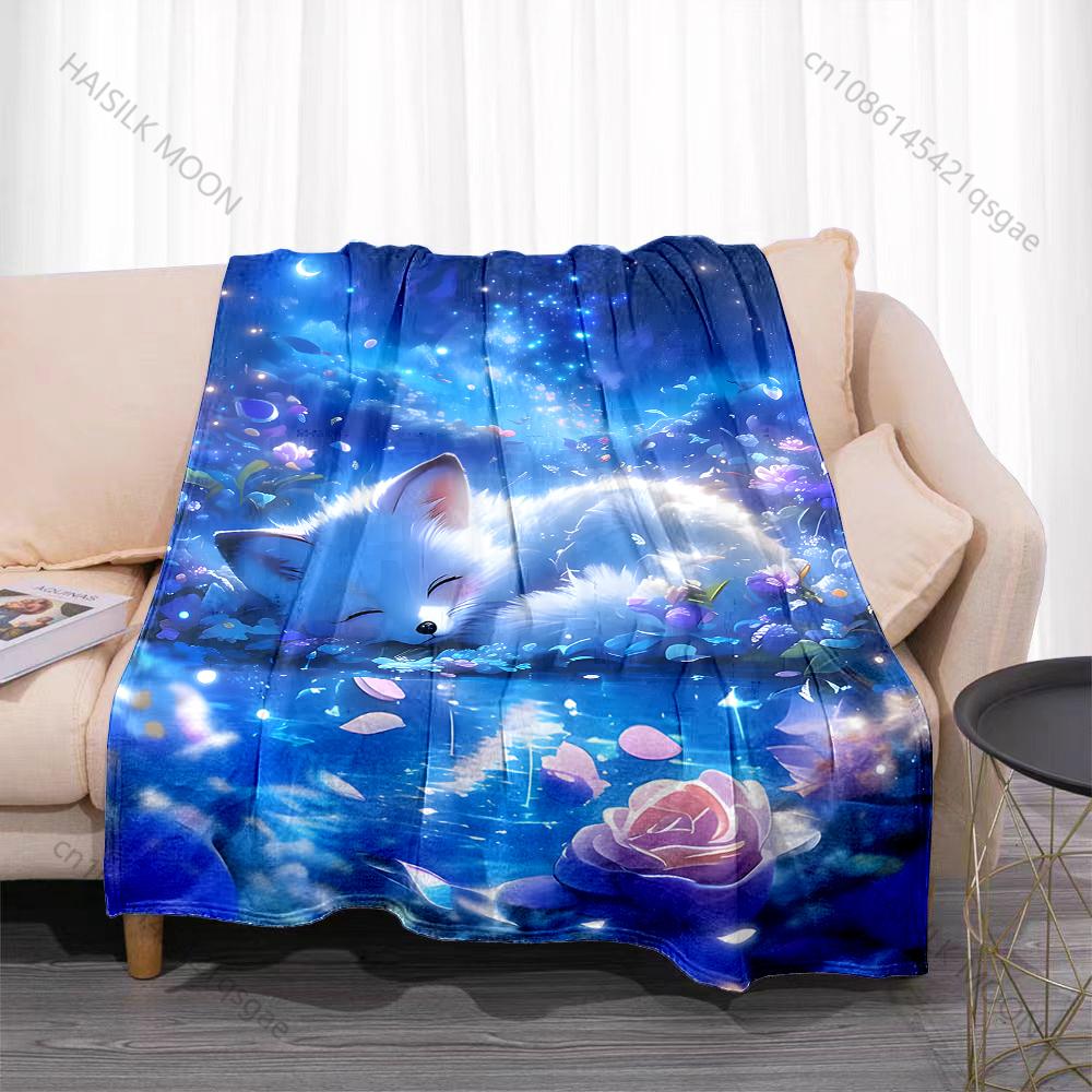 1PC Koi circling swirl golden lotus Print Blanket Flannel Material Soft Warm for All Seasons Home Outdoor Camping Picnics RV