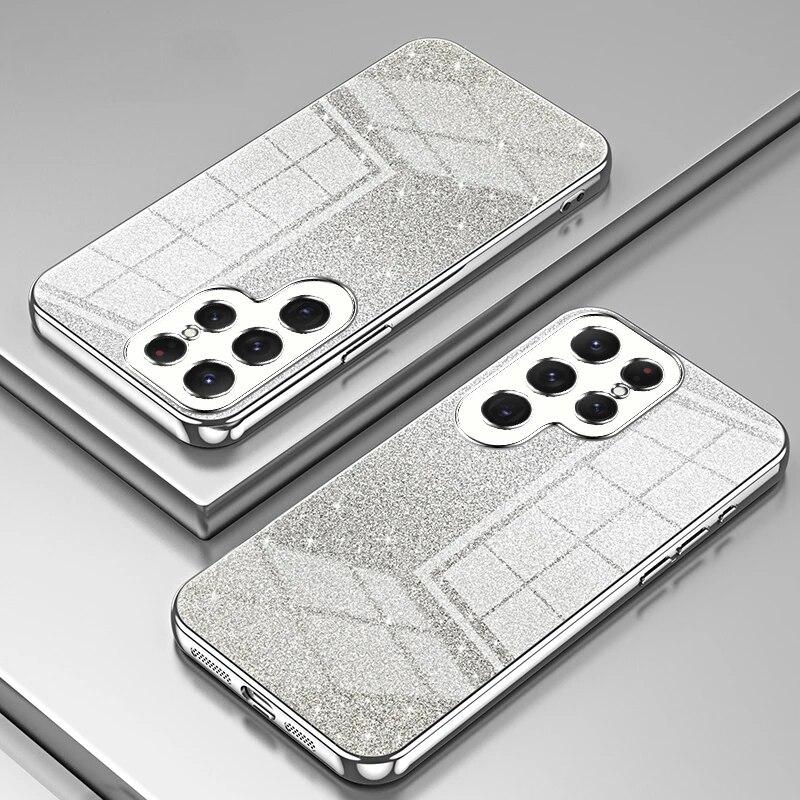 Блестящий гальванический чехол для телефона Samsung Galaxy S24 S23 S21 FE S22 Ultra Plus, силиконовый мягкий противоударный чехол из ТПУ