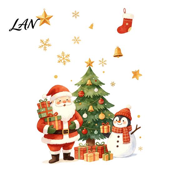 Colorful Holiday Window Art Cartoon Christmas Sticker, Removable Santa Snowman Tree Decal, Waterproof Flexible DIY Stickers Static Cling PVC