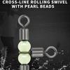Connector Rolling Triple Fishing Connector Luminous Beads Solid Ring Fishing Tackle Fishing Swivel