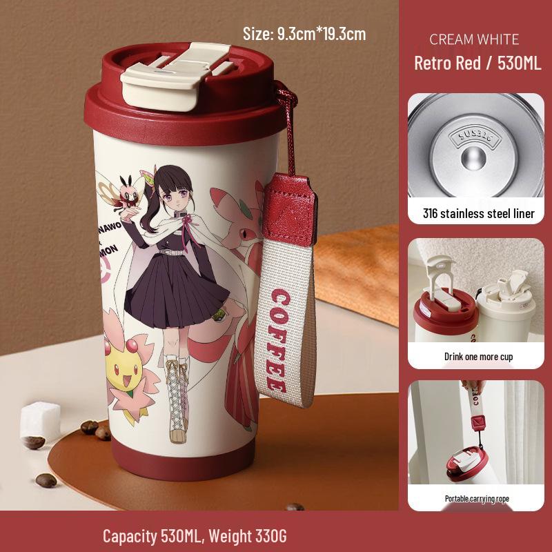 Кружка-термос с трубочкой из нержавеющей стали «Клинок, рассекающий демонов» Агацума Зеницу