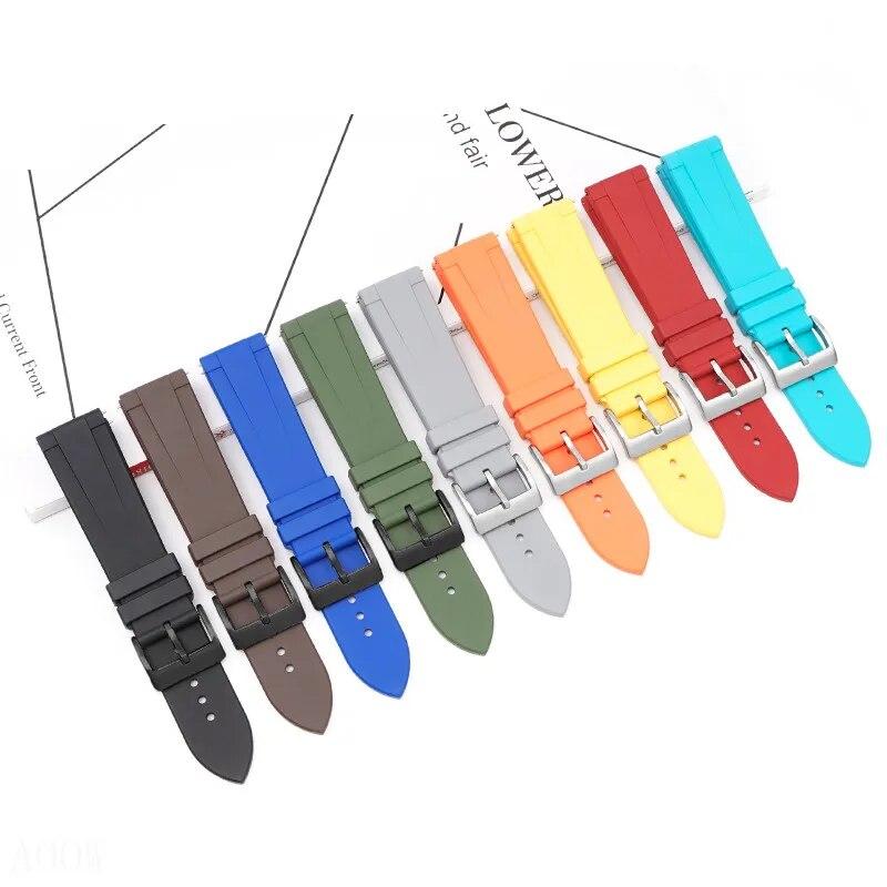 Премиум-ремешок из фторкаучука, быстросъемный ремешок для Omega Rolex Seiko, пряжка из нержавеющей стали, 20/22 мм, ремешок для часов, браслет для мужчин и женщин