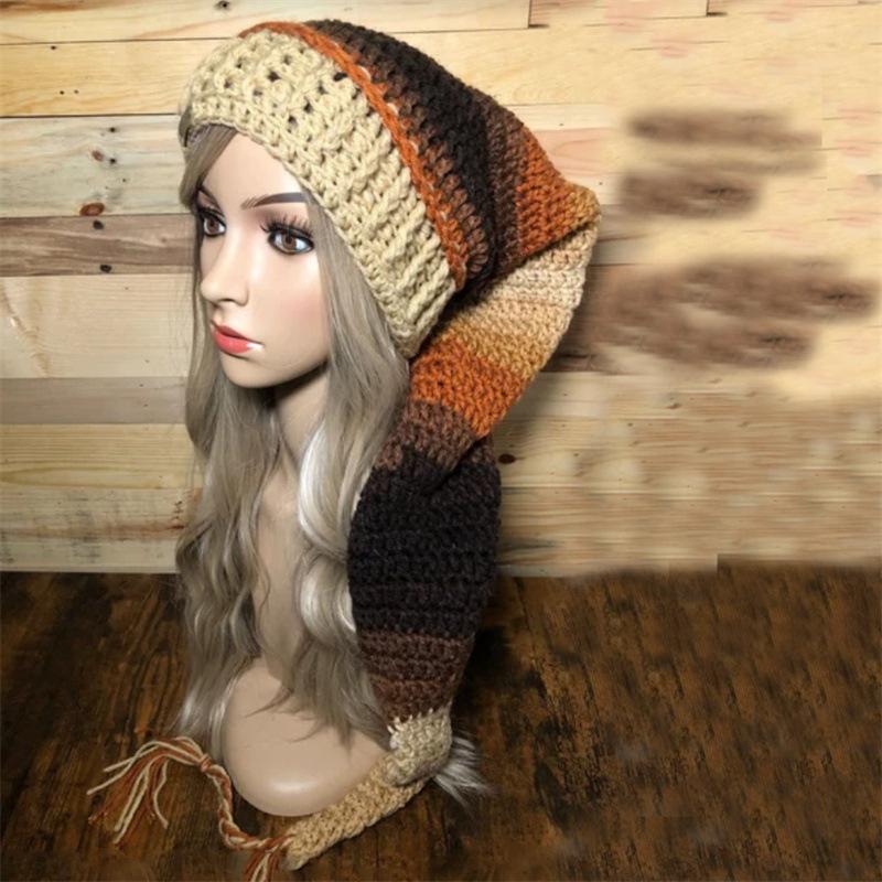 Новая модная длинная шляпа ведьмы ручной работы, связанная крючком, для взрослых