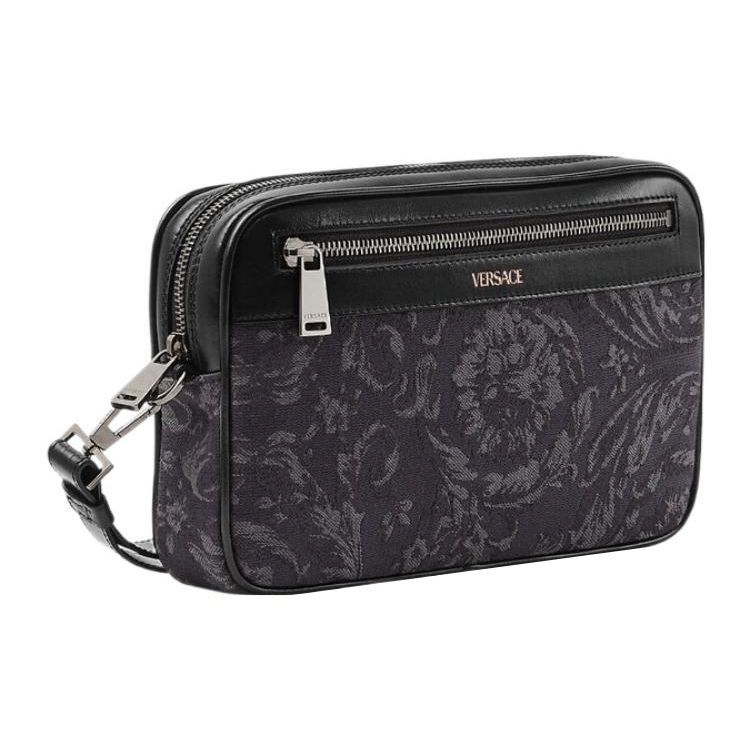 Versace Barocco Pattern Printed Zipper Clutch Men Clutch Black 1012855-1A09321-2BM0E