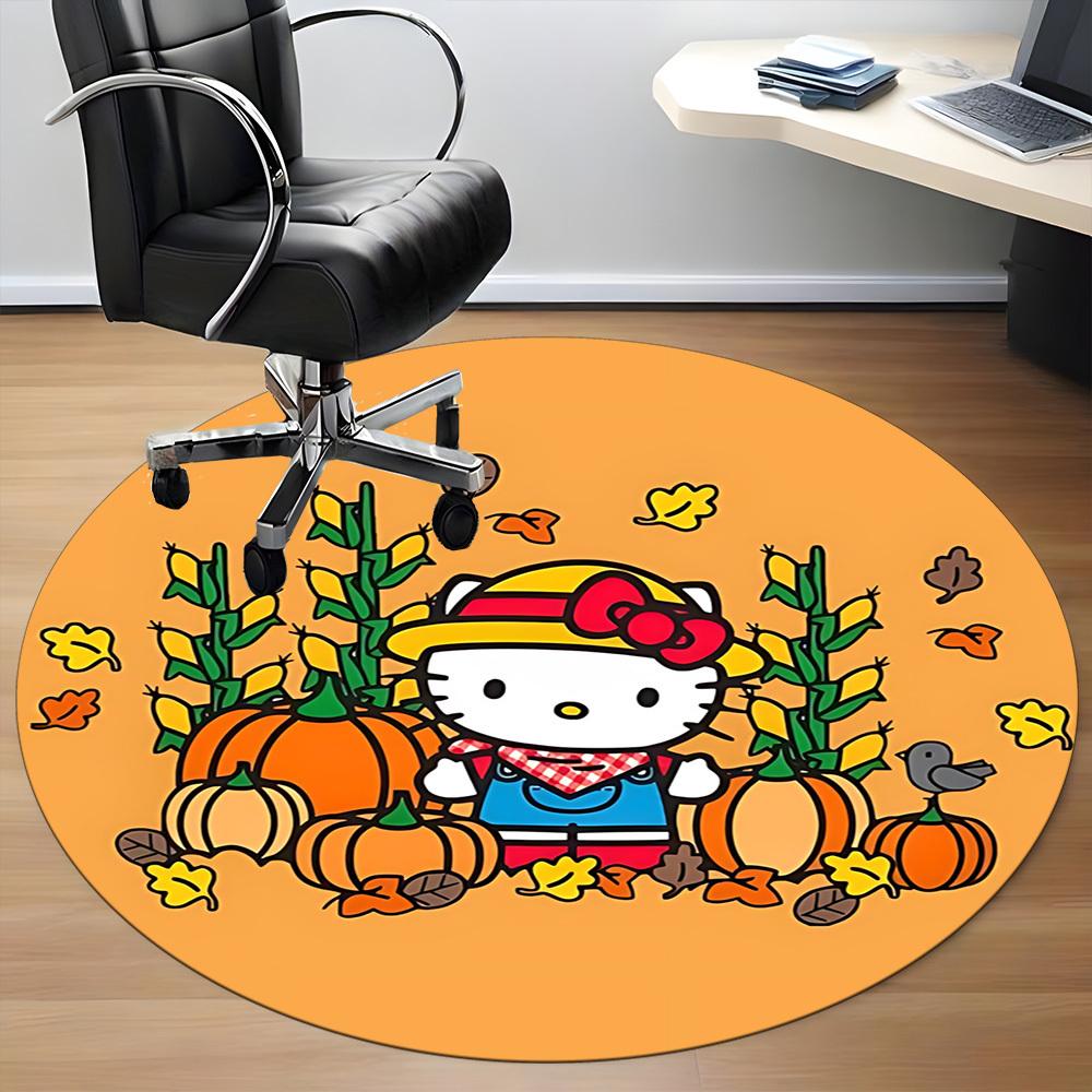 1 шт. Круглый коврик для офиса Hello Kitty, Нескользящий, Мягкий и прочный офисный коврик для декора интерьера, Идеально подходит для офиса, Красивое украшение