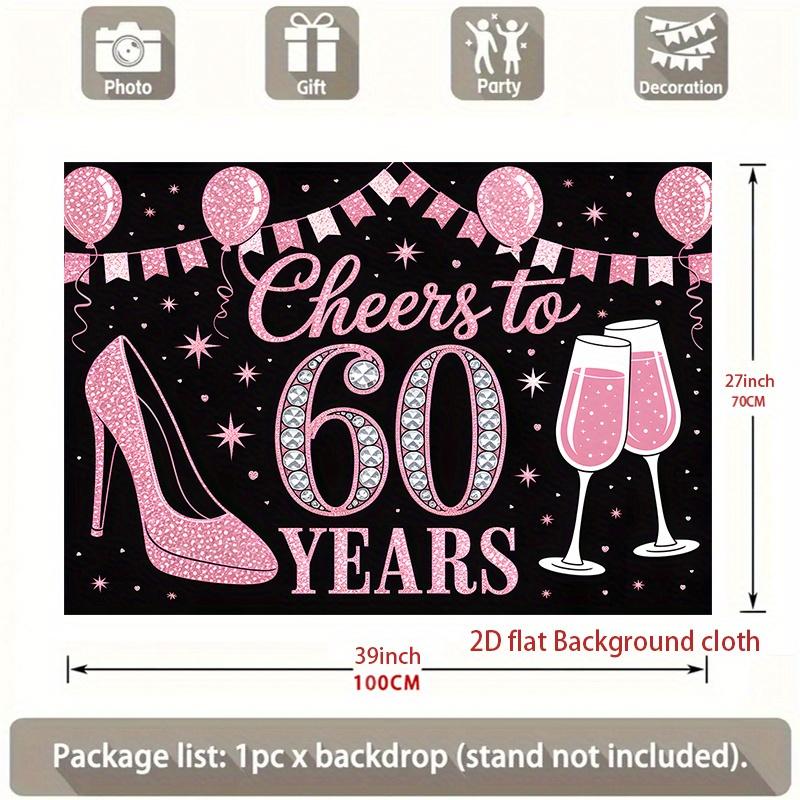 60th Birthday Party Backdrop Polyester Banner Photo Booth Decoration