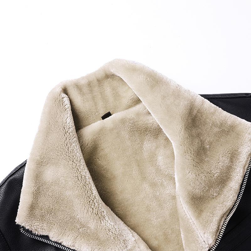 IELGY Модная мужская кожаная куртка плюс бархат большого размера, чтобы согреться