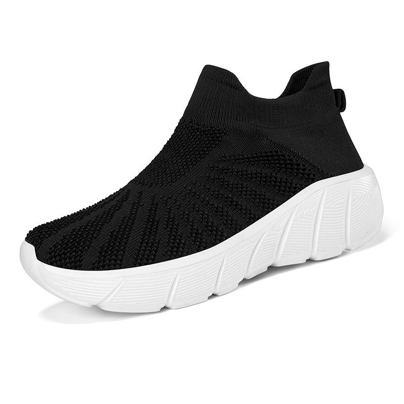 Fashion Outdoor Casual Running Shoes Men Slip-On Knitted Socks Sneakers Breathable Lightweight Mesh Lazy Shoes Easy Wear Rubber Outsole