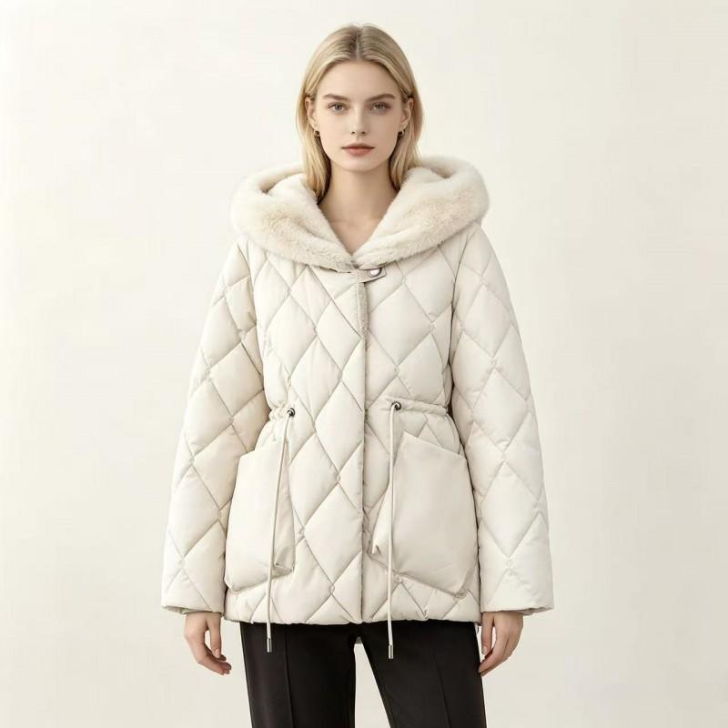 Womens Mid-Length Hooded Cotton Padded Coat Slim Fit Thick Warm Winter Jacket Office Casual Wear