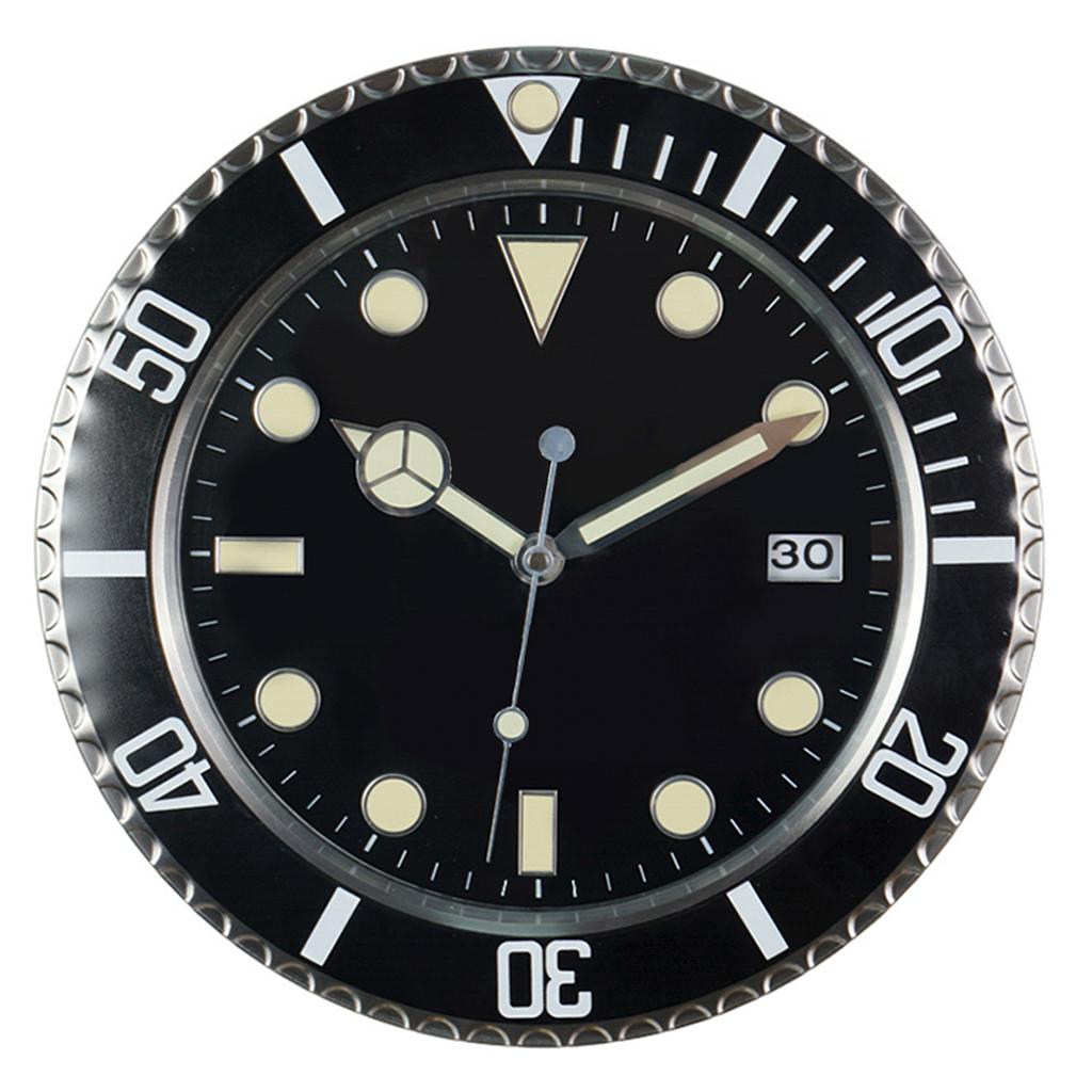 1pc 13 inch luxury creative metal wall clock, living room and study decoration wall clock, fluorescent clock dial, battery free
