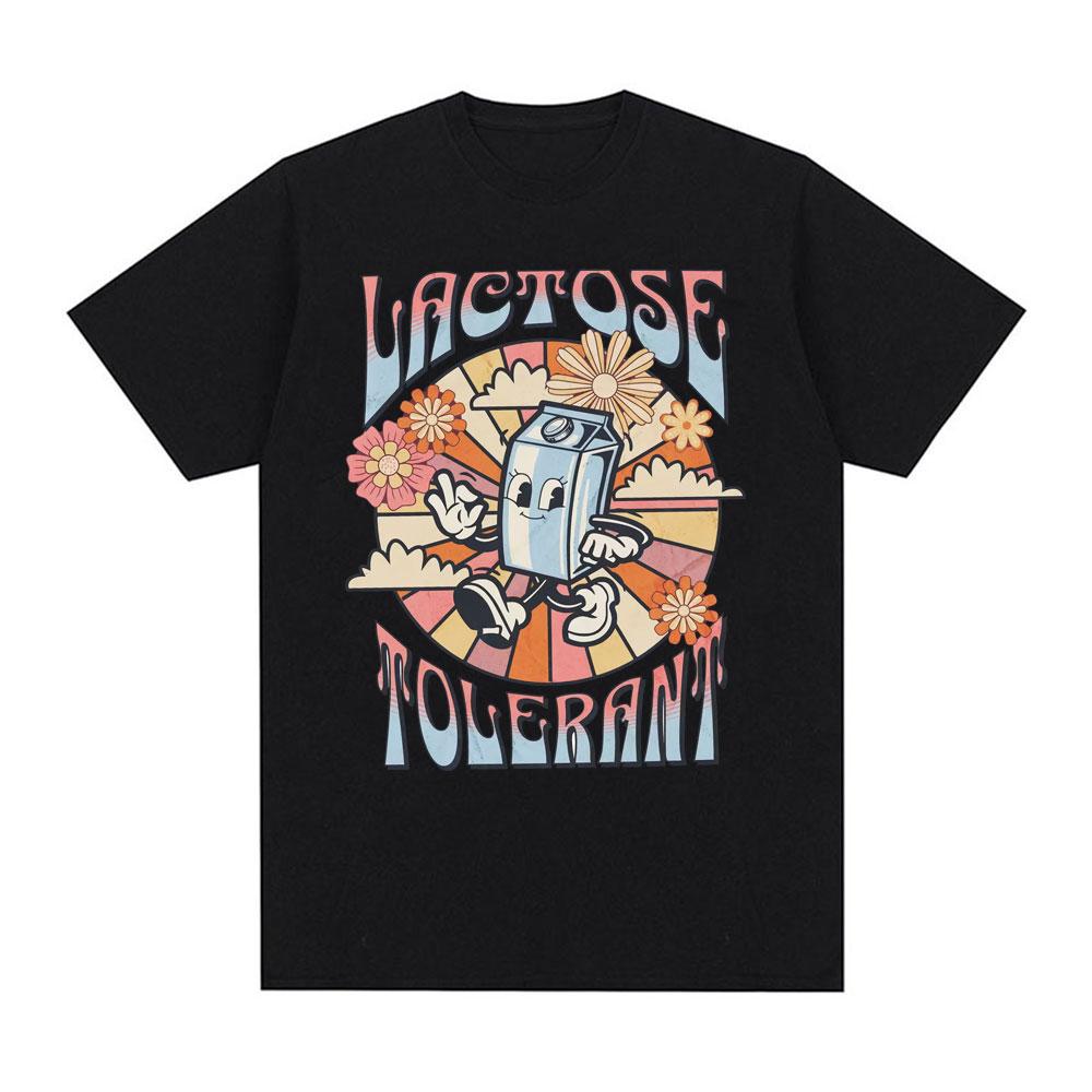 2526 Lactose Tolerance Fun Meme Pattern Tshirt Retro Hiphop Womens Shortsleeved Tshirt 100 Pure Cotton Printed Tshirt