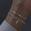 Sterling  Double Layer Cross Bracelet for Women, Exquisite Simple Bracelet, Fine Jewelry Accessories, New Fashion