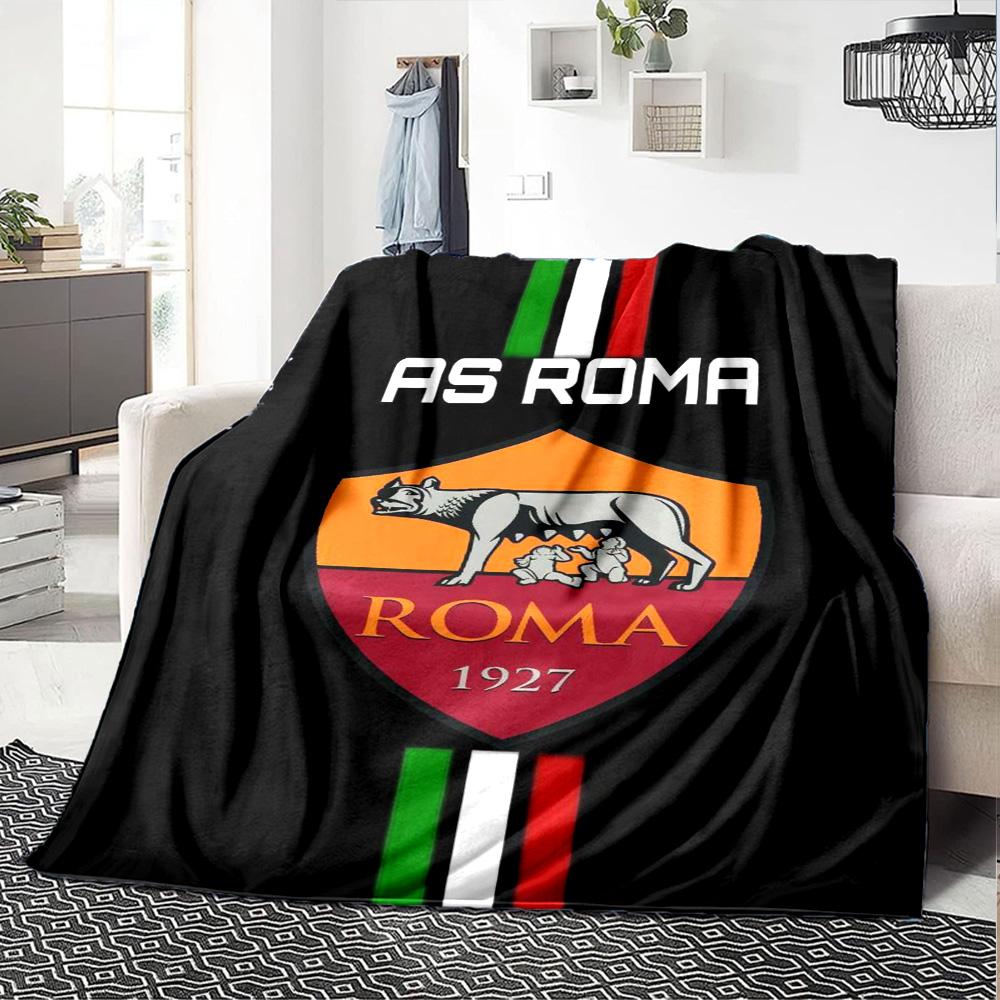 AS Roma Logo Print Flannel Blanket High Quality Warm Comfortable Cover for All Seasons Perfect for Gifts Home Decor