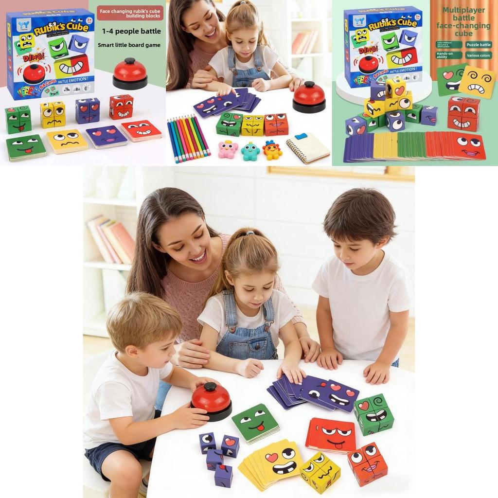 Classic Childrens Rubiks Cube Interactive Puzzle Toy With Expressive Face Blocks For Parentchild Play