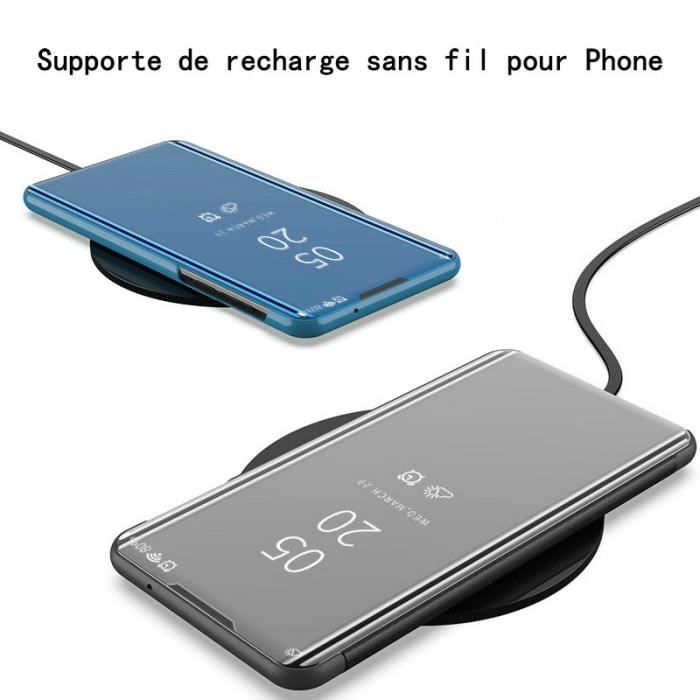 Coque Xiaomi Redmi 9, Etui à Rabat Miroir Smart Flip avec Fonction Stand Antichoc Housse Case pour Redmi 9