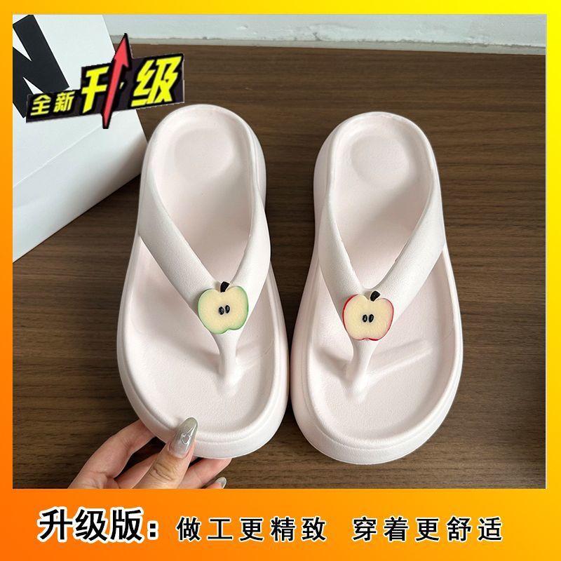 Повседневная универсальная верхняя одежда, пляжные сандалии, мультяшные милые шлепанцы на платформе в виде яблока, лето 2025, новинка