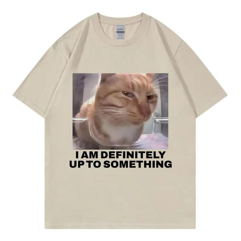 Soy definitivamente hasta algo divertido gato Meme camiseta moda de venta al por menor tendencia mujer Casual Harajuku manga
